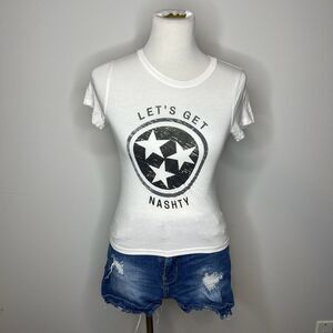 Blush Boutique- White "Let's Get Nashty" T-Shirt